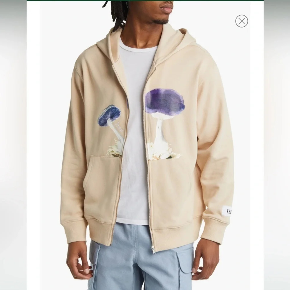 KROST Mushroom Zip Hoodie Sweatshirt, Neutral, XL, NWT - Picture 3 of 15